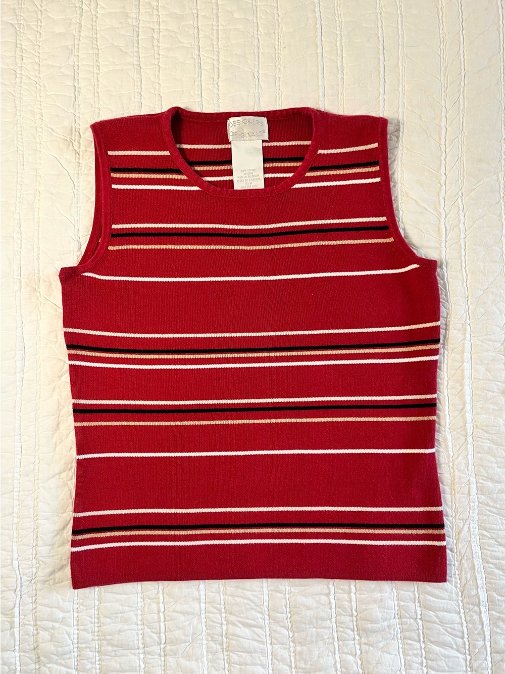 VINTAGE 90s Designers Originals Striped Sweater Knit Tank Top - Size S
